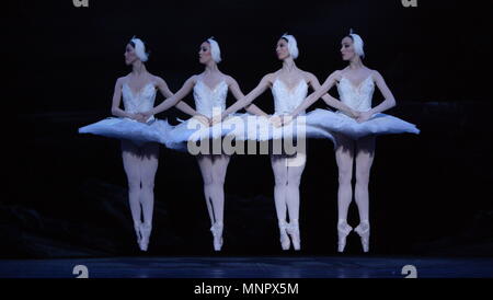 Swan Lake - la production de l'English National Ballet du célèbre ballet de Piotr Tchaïkovski. Danseurs de plomb Daria Klimentov‡' et 'Odette Vadim Muntagirov 'Prince' Siegrfried effectuer au Colisée, St Martin's Lane, London, UK Banque D'Images