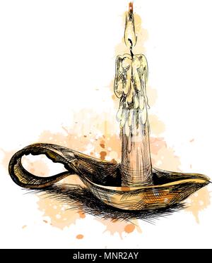 Les bougies en bronze chandelier Illustration de Vecteur