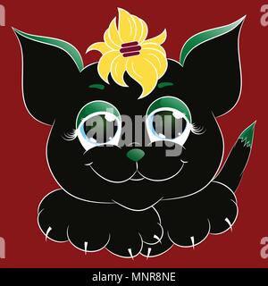 Chat noir doux vector illustration Illustration de Vecteur