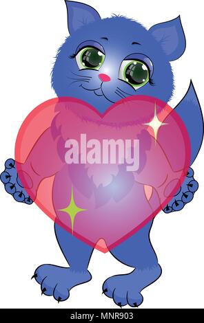 Chat mignon avec coeur doux vecteur illustration Illustration de Vecteur