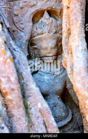Bas-reliefs dans Ta Som dans la zone archéologique d'Angkor au Cambodge Banque D'Images