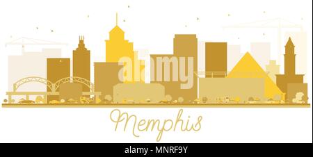 Memphis City Skyline Silhouette d'or. Vector illustration. Concept simple pour le tourisme présentation, bannière, un placard ou un site web. Illustration de Vecteur