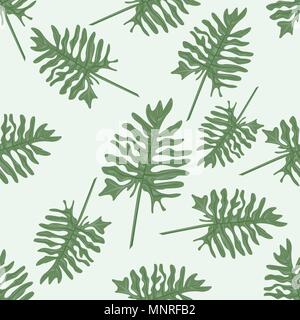 Feuilles de palmiers tropicaux. Modèle sans couture. Vector Illustration. Feuilles Jungle motif floral. Illustration de Vecteur
