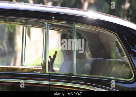 Meghan Markle quitte le Cliveden House Hôtel, accompagnée par sa mère, Mme Doria Ragland, avant son mariage avec le prince Harry à la Chapelle St George du château de Windsor. Banque D'Images