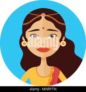 Femme indienne avatar vector illustration isolé Illustration de Vecteur