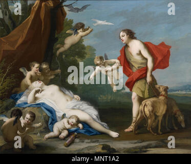 . Anglais : ACOPO AMIGONI, Naples 1682 - 1752 MADRID, Vénus et Adonis, huile sur toile, 104,1 par 129 cm. . 27 janvier 2013, 11:31:29. 686 JACOPO AMIGONI Vénus et Adonis Banque D'Images