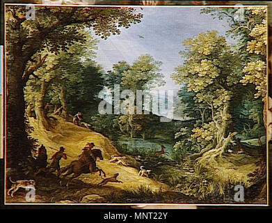 . English : Scène de chasse au cerf au 17ème siècle . 7 novembre 2011. Paul BRIL 964 Paul Bril La Chasse au Cerf Banque D'Images