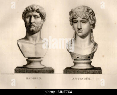 . Hadrien Antinoüs' ', peintre et graveur français par Pierre Bouillon. La plaque du Musée des antiquités, dessiné et gravé par P. Bouillon, avec des notices explicatives par J. B. de Saint-Victor, 3 volumes, 1810-1821. Entre 1810 et 1821. Pierre Bouillon (1776-1831) 987 Pierre Bouillon - Hadrien, Antinoüs (Bustes) Banque D'Images
