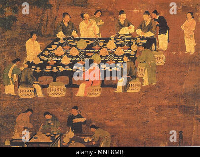 . Une élégante partie (détail), d'une peinture d'un petit banquet chinois organisé par l'empereur pour scholar-fonctionnaires de la dynastie Song (960-1279). Bien qu'il peint dans la chanson, il est plus susceptible d'une reproduction d'une ancienne dynastie Tang (618-907) Le travail d'art. La peinture est attribuée à l'Empereur Huizong des Song (r. 1100-1125 AD). 6 août 2007. PericlesofAthens 1131 Dynastie Song Parti élégant Banque D'Images
