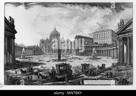 Italiano : Veduta della gran Piazza e Basilica di S. Pietro situata ove il anticamente il Circo e gl' Orti di Cajo e Nerone nella Valle Vaticana. 1748-1774. 1001 Piranesi-16007 Banque D'Images