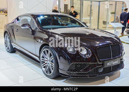 Bruxelles - 12 jan 2016 : Bentley Continental GT Speed location de vedette à l'Automobile de Bruxelles. Banque D'Images