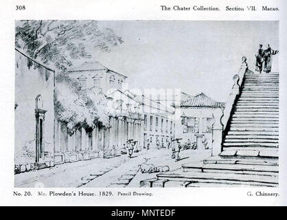 . Anglais : Dessin au crayon de la rue avant de la East India Company's House, Macao, avec des marches de l'église Saint Lorenzo. À la période de l'encombrement, William Henry Chicheley Plowden était le chef de la East India Company à Canton. vers 1829. George Chinnery (1774-1852) Noms alternatifs ; Qiannali. geo chinnery ; Chinnery ; geo chinnery peintre anglais Description Date de naissance/Décès 5 Janvier 1774 30 mai 1852 Lieu de naissance/décès Macao Londres Londres lieu de travail (ch. 1789-1796), Bristol (1796-1797), Dublin (1797-1802), Chennai (1802-1807), Kolkata (1807-1825), Guangzhou Banque D'Images