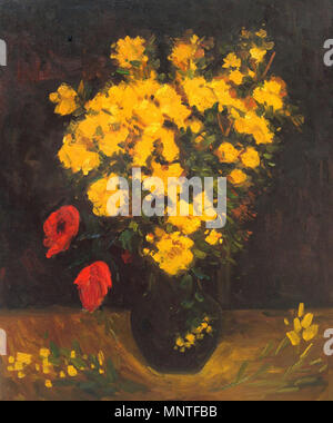 Deutsch : English : Pechnelken mit Vase Vase avec Lychnis العربية : زهور الخشخاش لوحة (Paris), à l'été 1886. 1014 Fleurs de pavot par Vincent van Gogh 1 Banque D'Images