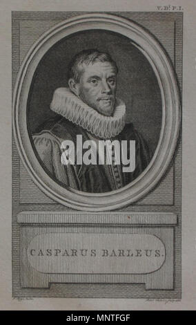 Anglais : gravure sur cuivre : 'Casparus Barleus'. Apparemment de la fin du xviiie siècle plusieurs volumes néerlandais dictionnaire. Un certain nombre d'autres portraits de cartographe Vinkeles de ce travail sont connus, y compris Gerard Mercator, Petrus Bertius et Petrus Plancius. 1786. 1014 Portrait - Caspar Barlaeus - Jacob achète Banque D'Images