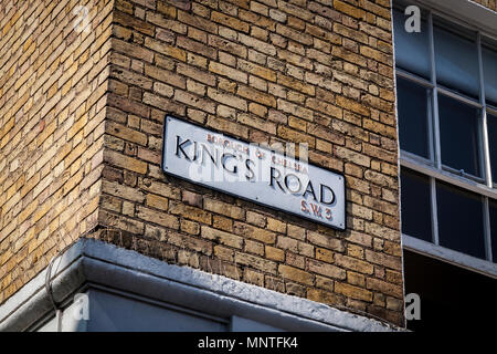 Plaque de rue Kings Road à Chelsea, Londres Banque D'Images