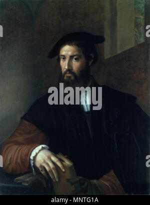 . Portrait d'un homme . circa 1530. 1017 Portrait d'un homme, c. 1530, par Parmigianino Banque D'Images