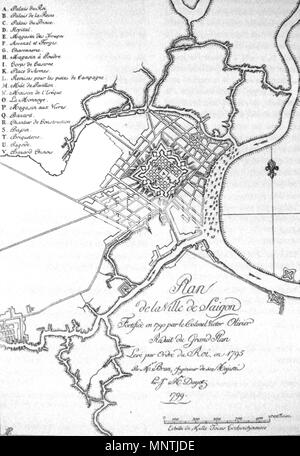 . Anglais : Site de Saigon 1795 Jean-Marie Dayot . 1795. Jean-Marie Dayot 852 Plan de Saigon 1795 Jean-Marie Dayot Banque D'Images