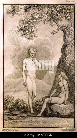 . Anglais : Illustration de Johannes Ewalds 'Adam et Eve'. Dessin de N.A. Abildgaard, gravure par J.F. Clemens. Dansk : Illustration de Johannes Ewalds 'Adam og Eva'. Tegning af N.A. Abildgaard, stik af J.F. Clemens. . 1780. 729 Johannes Ewald Adam og Eva 4 Banque D'Images