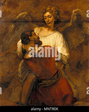 Jacob lutte avec l'Ange vers 1659. 1049 - Rembrandt Jacob lutte avec l'Ange - Google Art Project Banque D'Images