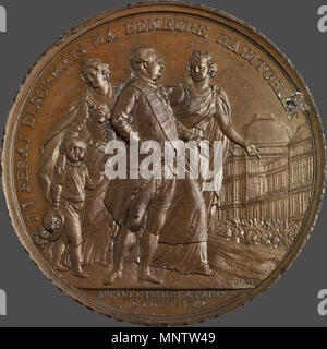 . Anglais : Médaille commémorant le retour de Louis XVI à Paris - 1789 - Bronze - Archives nationales, Paris. Par Pierre-Simon-Benjamin Duvivier (5 novembre 1730 - 10 juillet 1819) . 1789. Pierre-Simon-Benjamin Duvivier 1058 Retour de Louis XVI à Paris - 1789 - Duvivier Banque D'Images