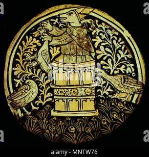 . Reynard le Renard, dans le travail de bureau, dressing est la prédication d'un troupeau d'oies. Vitraux du presbytère de l'église Sainte Croix, Byfield, Northamptonshire (par un artiste anonyme) ; III. 3. Musée du vitrail, Cathédrale d'Ely . début du 15ème siècle. 1059 Anonyme Reynard prédication (stainedglass byfield début 15e 100) détail Banque D'Images