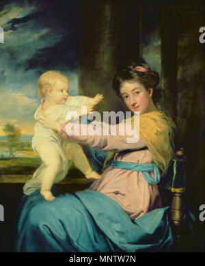 . Portrait de Caroline, duchesse de Marlborough avec sa fille Dame Caroline Spencer . circa 1764-1767. 1059 Reynolds - Duchesse de Marlborough avec sa fille Caroline Banque D'Images