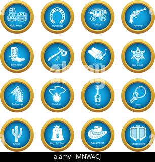 Wild West icons set, le style simple Illustration de Vecteur