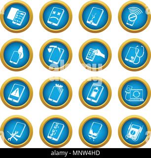 Téléphones portables réparation fix icons set, le style simple Illustration de Vecteur