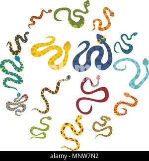 Snake icons set dans un style plat Illustration de Vecteur