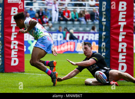 Newcastle, Royaume-Uni. 19 mai, 2018. Week-end magique Dacia de Rugby League ; Widnes Vikings contre St Helens ; Regan grâce de St Helens marque un essai à la 77e minute pour le rendre 18-36 Credit : Action Plus Sport/Alamy Live News Banque D'Images