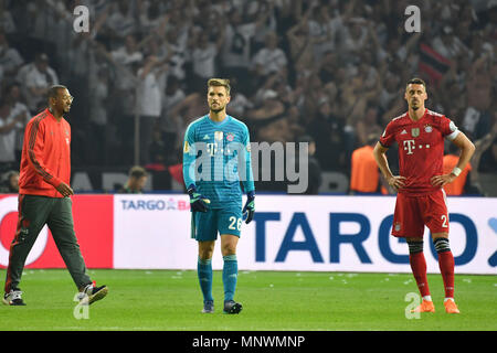 Berlin, Deutschland. 19 mai, 2018. v.li:Jérôme BOATENG (FC Bayern Munich), Sven ULREICH, gardien (FC Bayern Munich), Sandro Wagner (Bayern Munich), déçu, frustré, déçu, frustratedriert, découragée, l'action. DFB Pokal Final, le FC Bayern Munich (M) - l'Eintracht Francfort (F) 1-3, au Stade Olympique de Berlin le 19.05.2018 | Conditions de crédit dans le monde entier : dpa/Alamy Live News Banque D'Images