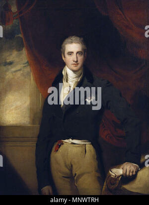 Robert Stewart (1769-1822), vicomte Castlereagh, au plus tard le deuxième Marquis de Londonderry . Anglais : Portrait de Robert Stewart, le Vicomte Castlereagh, au plus tard le 2ème marquis de Londonderry . 1817. 1068 Robert Stewart - Lawrence 1817 Banque D'Images