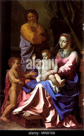 English : Anglais : La Sainte Famille La Sainte Famille avec l'enfant Saint Jean Baptiste 1655. 1086 Sainte Famille - Poussin - J&amp;MRinglingMuseumofArt Banque D'Images