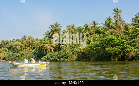 Bateau sur le fleuve au Sri Lanka Banque D'Images