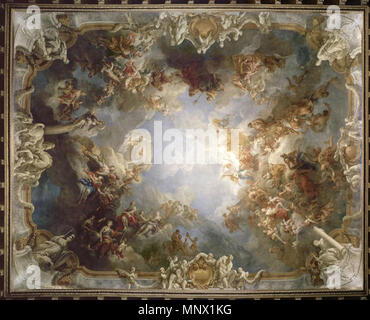 . Apothèse d'Hercuele Château de Versailles Salon d'Hercule-plafonnier . 1736. François Lemoyne (1688-1737) Noms alternatifs François Le Moine peintre français Description Date de naissance/décès 1688 4 juin 1737 Lieu de naissance/décès Paris Paris période Travail Travail Rococo localisation Paris contrôle d'autorité : Q732468 : 4939047 VIAF ISNI : 0000 0000 6630 7786 ULAN : 500027784 RCAC : n85366415 : WGA LEMOYNE, François WorldCat 1087 Salon d'Hercule-plafonnier Banque D'Images