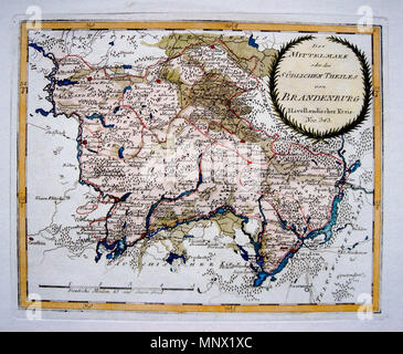 . Deutsch : Der Mittelmark oder des Südlichen Theiles Havellaendischer Kreis von Brandenburg. Le NRO 343. Kolorierter Kupferstich Altkolorierter Meilenzeiger Kartusche mit und. Format 22,5 × 28 cm, Blattgröße 30 × 40 cm. 1795/1796. Johann Franz Joseph von Reilly (1766-1820) Noms alternatifs Reilly, Franz Johann Joseph von Description Éditeur et écrivain autrichien Date de naissance/Décès 18 Août 1766 6 juillet 1820 Lieu de naissance/décès Vienne Vienne 1790 - 1800 période de travail lieu de travail de contrôle de l'autorité de Vienne : Q113944 : 102371035 VIAF ISNI : 0000 0001 1839 240X RCAC : n88624007 LA MASSE : 1187 Banque D'Images