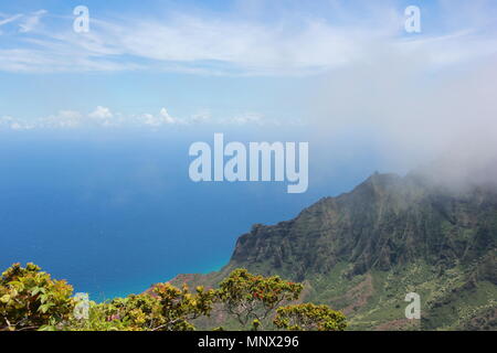 Vues de la Côte de Na Pali Kalalau Valley et le parc d'état de Kokee sur l'île de Kauai, Hawaii. Banque D'Images