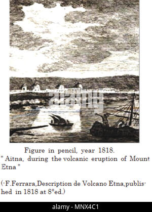 . Anglais : un historial photo au crayon en 1800/1818, d'Aitna pendant l'éruption volcanique de l'Etna. Cette photo a été imprimée par F.Ferrara, en Sicile, en 1818 . 18 juillet 1818. F.Ferrara ( Prof, à Catane, 1767 - 1821 ) Télécharger Alpha30 1098 Lieux de l'éruption volcanique de l'Etna. L'histoire picturale de l'Aitna, 1800-1818 Banque D'Images