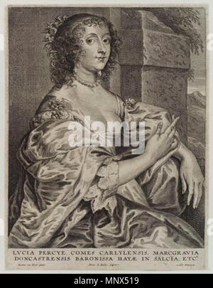 Par après, Pieter de Bailliu le moins ; Sir Anthony Van Dyck, print, circa 1700-1725 . Anglais : Lucy Hay, comtesse de Carlisle (1599-1660) . 17e siècle. Gravure par Pieter de Bailliu, après l'Aîné Anthony Van Dyck 831 LucyCountessOfCarlisle Banque D'Images