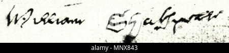 . La signature de William Shakespeare à partir de la page 3 de son dernier testament. 1616. William Shakespeare (1564-1616) Description Français dramaturge, poète, comédien, scénariste, acteur et dramaturge Date de naissance/décès 23 Avril 1564 23 avril 1616 (dans le calendrier julien) Lieu de naissance/décès Stratford-upon-Avon Stratford-upon-Avon contrôle d'autorité : Q692 : VIAF 96994048 ISNI : 0000 0001 2103 2683 ULAN : 500272240 RCAC : n78095332 NLA : 35491939 1114 Shakespeare-Will3 Signature WorldCat Banque D'Images