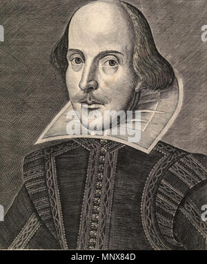 . Anglais : Le Droeshout portrait de William Shakespeare . 1623. Martin Droeshout 1114 Shakespeare Droeshout 1623 à partir de la première édition Folio Banque D'Images