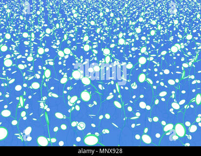 La croissance des cercles liés abstract 3d, bleu vert, arrière-plan horizontal Banque D'Images