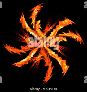 Effet spécial spin moulinet de flamme, abstrait arrière-plan noir, horizontal Banque D'Images
