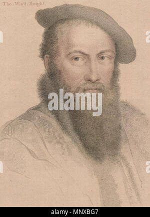 . Anglais : Portrait de Sir Thomas Wyatt par Hans Holbein. Imprimer publié par J. Chamberlain, 1812. 1812. Francesco Bartolozzi (1725-1815) Noms alternatifs Francesco Bartolozzi Description graveur italien Date de naissance/décès 25 septembre 1725 au 7 mars 1815 Lieu de naissance/décès Lisbonne Florence contrôle d'autorité : Q734889 : 7656202 VIAF ISNI : 0000 0001 2119 6776 ULAN : 500032318 RCAC : n81143854 NLA : 35214656 après WorldCat Hans Holbein (1497/1498-1543) Noms alternatifs Hans Holbein der Jüngere Hans Holbein, peintre et dessinateur allemand Description Date de naissance/décès Banque D'Images