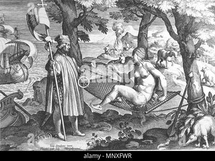 Allégorie de l'Amérique. Anglais : Amerigo Vespucci éveille un coin couchage en Amérique. Theodor Galle a fait une réplique d'après Johannes Stradanus. . Entre 1575 et 1580. Stradanus (1523-1605) Noms alternatifs Jan van der Straet, Giovanni della Strada, Johannes della Strada, Giovanni Stradano, Giovanni Stradano, Johannes Stradanus, Johannes Stradanus, Jan van Straeten, Jan van Straten Description peintre flamand et rapporteur pour avis Date de naissance/décès 1523 2 novembre 1605 Lieu de naissance/décès Bruges Florence Travailler lieu Anvers (1545), Florence (vers 1550-1605), Rome (vers 1550-1553) Aut Banque D'Images