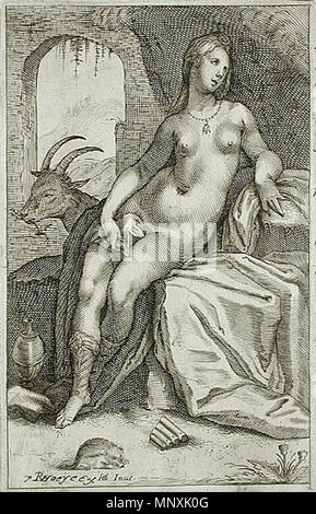 Capture numérique . Anglais : nymphe, impression, gravure, 18,42 x 11,91 cm. De la série de huit sujets disparates. Dans la collection de la Los Angeles County Museum of Art entre 1607 et 1610. Sans titre by munier Jacob 936 - Nymphe Sans Titre by munier Jacob Banque D'Images