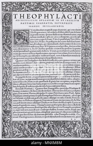 . Anglais : Texte Page frontière avec Bacchanale. Metalcut, image 26,1 × 17,2 × 29,7 cm, feuille 20,4 cm, Kunstmuseum de Bâle. Utilisé dans l'Oecolampadius Johannes Kommentar zu Theophylactus Archiepiscopus Bulgariae, 'En quator Evangelia enarrationes' , Bâle : Andreas Cratander, mars 1524. Les quatre frontières ne semblent pas avoir été conçu à l'origine vont ensemble (Christian Rümelin, Müller et al, p. 453). 1523. Hans Holbein (1497/1498-1543) Noms alternatifs Hans Holbein der Jüngere Hans Holbein, peintre et dessinateur allemand Description Date de naissance/décès 1497 ou 1498 entre le 1er octobre 7 Banque D'Images