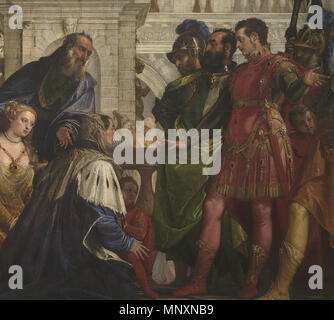 Famille de roi perse Darius devant Alexandre le Grand après la bataille d'Issos. détail . Entre 1565 et 1570. 1173 La famille de Darius devant Alexandre par Paolo Veronese fragment 1570 Banque D'Images