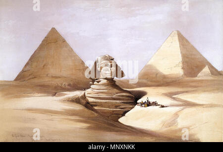 1174 Le grand Sphinx, pyramides de Gizeh-1839) par David Roberts, RA Banque D'Images