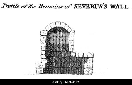 . Anglais : Profil du reste du mur de Severus. Gravure de la page 208 de l'histoire de la Muraille Romaine par William Hutton. Imprimé par John Nichols et Fils, Londres, 1802. 1802. 1175 inconnu l'histoire de la Muraille Romaine - gravure page 208 Banque D'Images